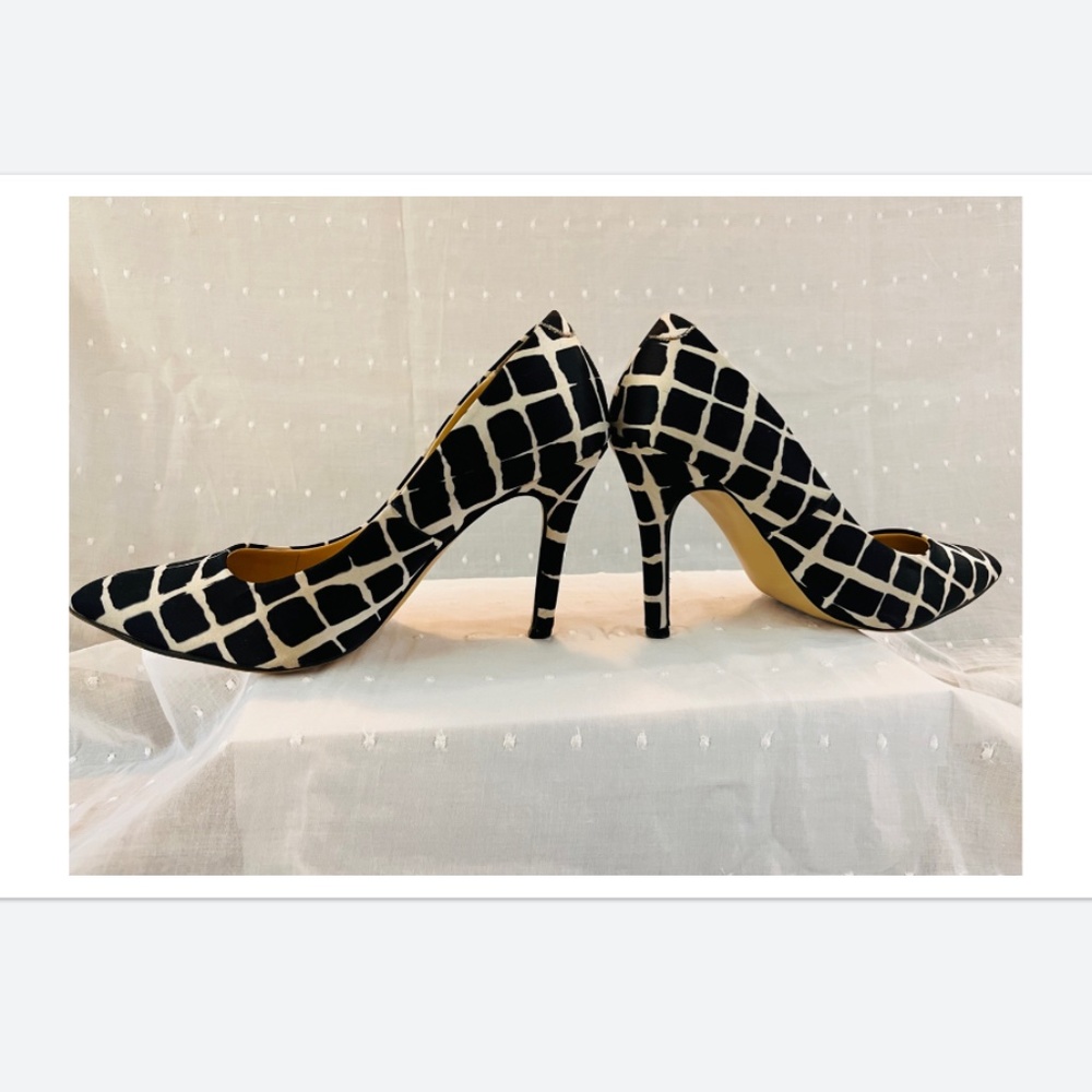 Adam Lippe Satin Black & White Heels 9.5